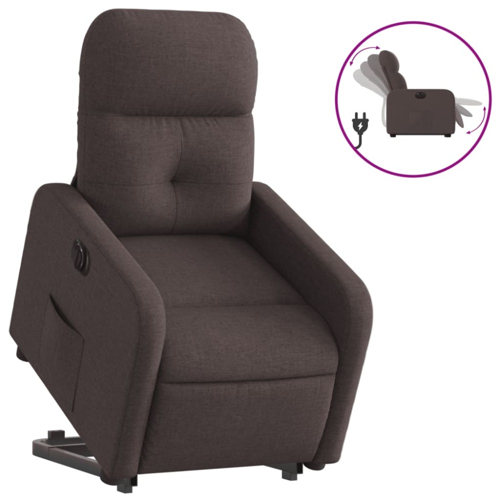 vidaXL Fotoliu electric rabatabil cu ridicare, maro închis, textil