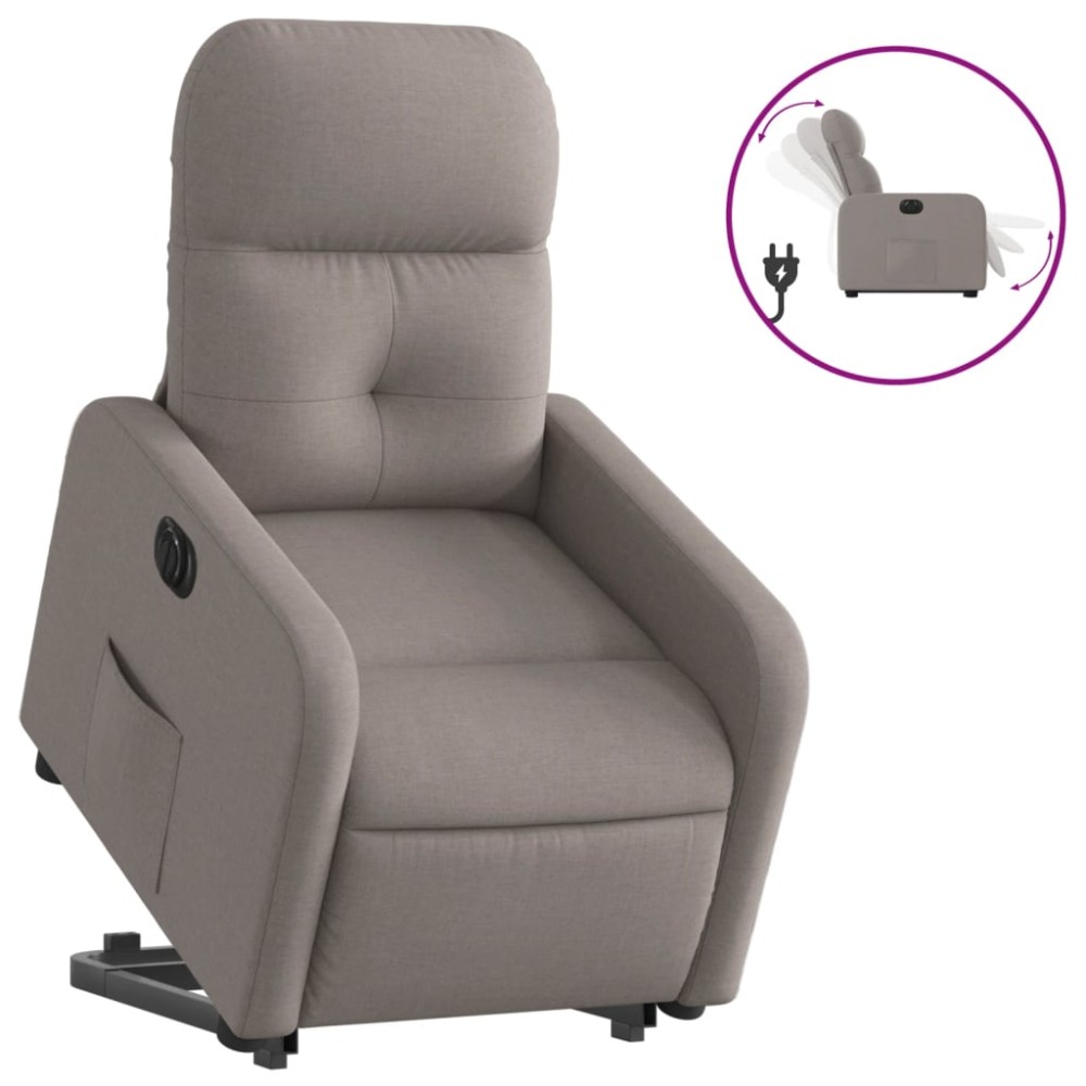 vidaXL Fotoliu electric rabatabil cu ridicare, gri taupe, textil