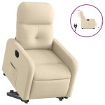 vidaXL Fotoliu electric rabatabil cu ridicare, crem, textil