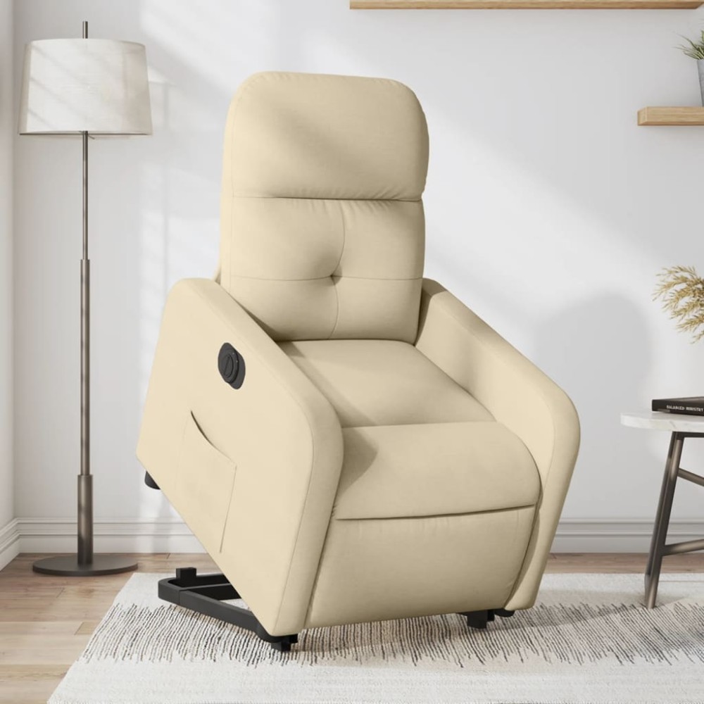 vidaXL Fotoliu electric rabatabil cu ridicare, crem, textil