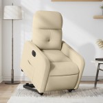 vidaXL Fotoliu electric rabatabil cu ridicare, crem, textil