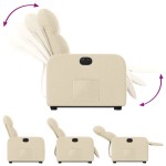 vidaXL Fotoliu electric rabatabil cu ridicare, crem, textil