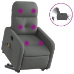 vidaXL Fotoliu electric masaj rabatabil cu ridicare, gri închis textil