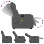 vidaXL Fotoliu electric masaj rabatabil cu ridicare, gri închis textil