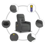vidaXL Fotoliu electric masaj rabatabil cu ridicare, gri închis textil