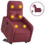 vidaXL Fotoliu de masaj electric rabatabil cu ridicare roșu vin textil vidaXL Fotoliu de masaj electric rabatabil cu ridicare roșu vin textil