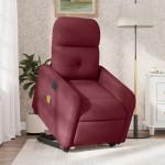vidaXL Fotoliu de masaj electric rabatabil cu ridicare roșu vin textil vidaXL Fotoliu de masaj electric rabatabil cu ridicare roșu vin textil