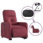 vidaXL Fotoliu de masaj electric rabatabil cu ridicare roșu vin textil vidaXL Fotoliu de masaj electric rabatabil cu ridicare roșu vin textil
