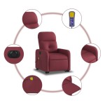 vidaXL Fotoliu de masaj electric rabatabil cu ridicare roșu vin textil vidaXL Fotoliu de masaj electric rabatabil cu ridicare roșu vin textil