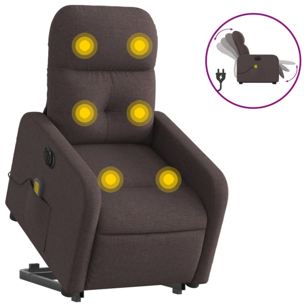 vidaXL Fotoliu electric masaj rabatabil cu ridicare maro închis textil