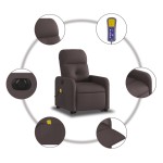 vidaXL Fotoliu electric masaj rabatabil cu ridicare maro închis textil vidaXL Fotoliu electric masaj rabatabil cu ridicare maro închis textil