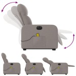 vidaXL Fotoliu electric masaj rabatabil cu ridicare, gri taupe, textil