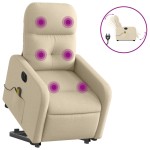 vidaXL Fotoliu electric de masaj rabatabil cu ridicare, crem, textil vidaXL Fotoliu electric de masaj rabatabil cu ridicare, crem, textil