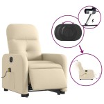 vidaXL Fotoliu electric de masaj rabatabil cu ridicare, crem, textil vidaXL Fotoliu electric de masaj rabatabil cu ridicare, crem, textil