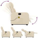 vidaXL Fotoliu electric de masaj rabatabil cu ridicare, crem, textil vidaXL Fotoliu electric de masaj rabatabil cu ridicare, crem, textil