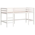 vidaXL Pat etajat de copii cu perdele, roz, 90x200 cm, lemn masiv pin vidaXL Pat etajat de copii cu perdele, roz, 90x200 cm, lemn masiv pin