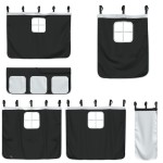 vidaXL Pat etajat de copii perdele, alb/negru 90x200 cm lemn masiv pin