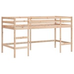 vidaXL Pat etajat de copii perdele, alb/negru 90x190 cm lemn masiv pin
