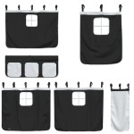 vidaXL Pat etajat de copii perdele, alb/negru 90x190 cm lemn masiv pin vidaXL Pat etajat de copii perdele, alb/negru 90x190 cm lemn masiv pin