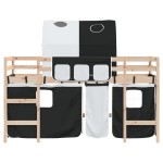 vidaXL Pat etajat de copii cu tunel alb/negru 90x190 cm lemn masiv pin vidaXL Pat etajat de copii cu tunel alb/negru 90x190 cm lemn masiv pin
