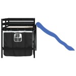 vidaXL Pat etajat de copii cu perdele, 80x200 cm, lemn masiv pin vidaXL Pat etajat de copii cu perdele, 80x200 cm, lemn masiv pin