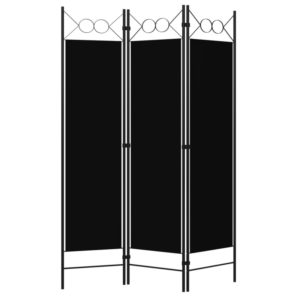 vidaXL Paravan de cameră cu 3 panouri, negru, 120 x 180 cm
