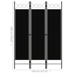 vidaXL Paravan de cameră cu 3 panouri, negru, 120 x 180 cm vidaXL Paravan de cameră cu 3 panouri, negru, 120 x 180 cm