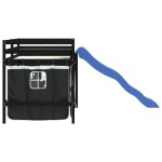 vidaXL Pat etajat de copii perdele, alb/negru 90x190 cm lemn masiv pin vidaXL Pat etajat de copii perdele, alb/negru 90x190 cm lemn masiv pin