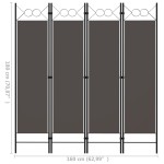 vidaXL Paravan de cameră cu 4 panouri, antracit, 160x180 cm vidaXL Paravan de cameră cu 4 panouri, antracit, 160x180 cm