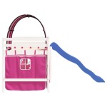 vidaXL Pat etajat de copii cu tunel roz 80x200 cm lemn masiv pin