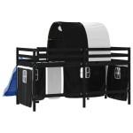 vidaXL Pat etajat de copii cu tunel alb/negru 80x200 cm lemn masiv pin vidaXL Pat etajat de copii cu tunel alb/negru 80x200 cm lemn masiv pin