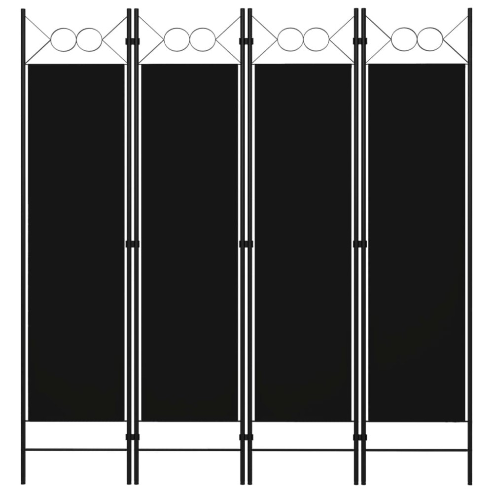 vidaXL Paravan de cameră cu 4 panouri, negru, 160 x 180 cm