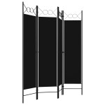vidaXL Paravan de cameră cu 4 panouri, negru, 160 x 180 cm