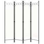 vidaXL Paravan de cameră cu 4 panouri, alb, 160x180cm vidaXL Paravan de cameră cu 4 panouri, alb, 160x180cm