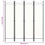 vidaXL Paravan de cameră cu 4 panouri, alb, 160x180cm vidaXL Paravan de cameră cu 4 panouri, alb, 160x180cm