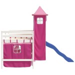 vidaXL Pat etajat de copii cu turn, roz, 80x200 cm, lemn masiv pin vidaXL Pat etajat de copii cu turn, roz, 80x200 cm, lemn masiv pin