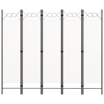 vidaXL Paravan de cameră cu 5 panouri, alb, 200 x 180 cm vidaXL Paravan de cameră cu 5 panouri, alb, 200 x 180 cm