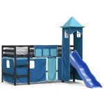 vidaXL Pat etajat de copii cu turn albastru 80x200 cm lemn masiv pin vidaXL Pat etajat de copii cu turn albastru 80x200 cm lemn masiv pin
