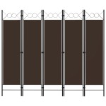 vidaXL Paravan de cameră cu 5 panouri, maro, 200 x 180 cm vidaXL Paravan de cameră cu 5 panouri, maro, 200 x 180 cm