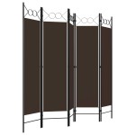 vidaXL Paravan de cameră cu 5 panouri, maro, 200 x 180 cm vidaXL Paravan de cameră cu 5 panouri, maro, 200 x 180 cm