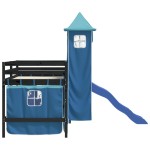 vidaXL Pat etajat de copii cu turn albastru 90x190 cm lemn masiv pin vidaXL Pat etajat de copii cu turn albastru 90x190 cm lemn masiv pin