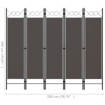 vidaXL Paravan de cameră cu 5 panouri, antracit, 200 x 180 cm vidaXL Paravan de cameră cu 5 panouri, antracit, 200 x 180 cm