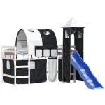 vidaXL Pat etajat de copii cu turn alb/negru 80x200 cm lemn masiv pin