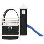 vidaXL Pat etajat de copii cu turn alb/negru 80x200 cm lemn masiv pin