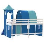 vidaXL Pat etajat de copii cu turn albastru 80x200 cm lemn masiv pin