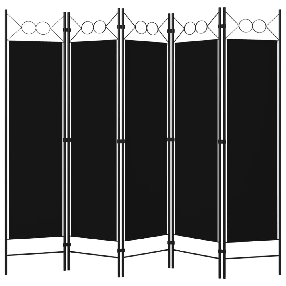 vidaXL Paravan de cameră cu 5 panouri, negru, 200 x 180 cm