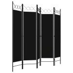 vidaXL Paravan de cameră cu 5 panouri, negru, 200 x 180 cm vidaXL Paravan de cameră cu 5 panouri, negru, 200 x 180 cm
