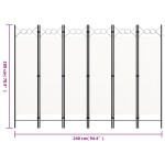 vidaXL Paravan de cameră cu 6 panouri, alb, 240 x 180 cm vidaXL Paravan de cameră cu 6 panouri, alb, 240 x 180 cm