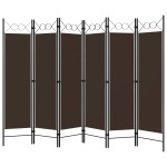 vidaXL Paravan de cameră cu 6 panouri, maro, 240 x 180 cm vidaXL Paravan de cameră cu 6 panouri, maro, 240 x 180 cm