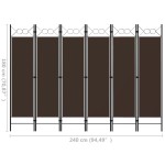 vidaXL Paravan de cameră cu 6 panouri, maro, 240 x 180 cm vidaXL Paravan de cameră cu 6 panouri, maro, 240 x 180 cm